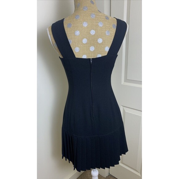 Rare VtG 80’90’BEBE Mini Pleated Dress Set Long Jacket Vest Made USA Sz 6 Small - Picture 12 of 16